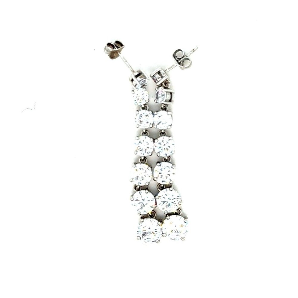 Dazzling 925 Silver Graduated Cz‎ Dangle Earrings